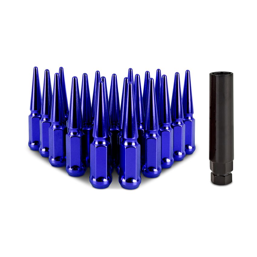 Mishimoto MMLG-SP1215-20BL Steel Spiked Lug Nuts M12x1.5 20pc Set - Blue