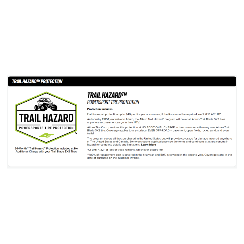 Atturo Tire SXXT-U2LC5ATA Atturo Trail Blade X/T SxS Tire - 33X10R15 80N