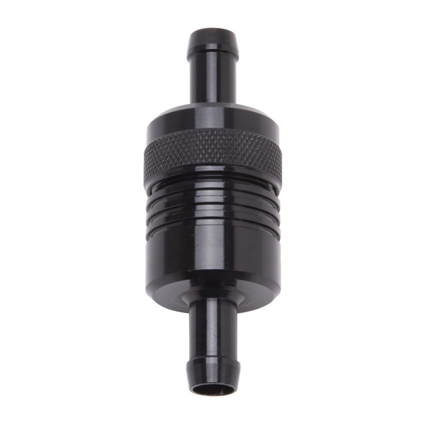 Edelbrock Fuel Filter Aluminum 3In X 01/ 1/8In 3/8In Inlet/Outlet Black