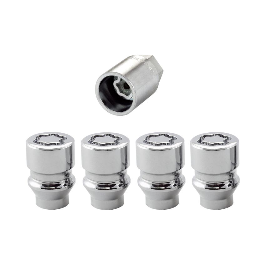 McGard Wheel Lock Nut Set - 4pk. (Uni-Lug) M12X1.5 / 13/16 Hex / .197in. Shank / 1.375in. L - Chrome