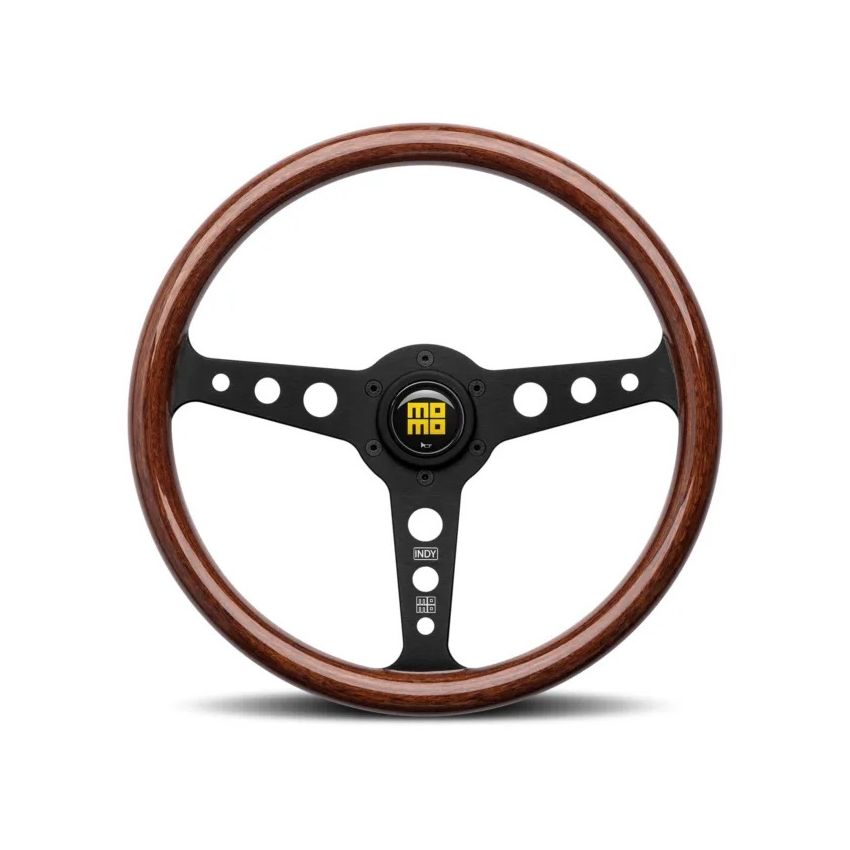 MOMO ind35ma0b Indy Steering Wheel 350 mm - Magoany Wood/Brshd Black Spokes