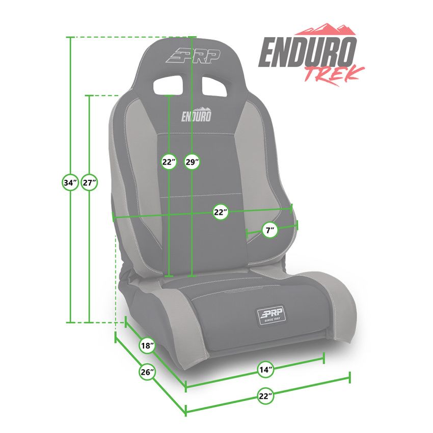 PRP Seats A89010-C38-54 PRP Jeep Wrangler Enduro Elite Reclining Seat - Grey
