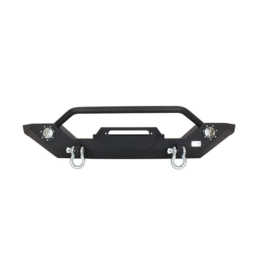 Fishbone Offroad FB22016 87-06 Jeep TJ/YJ Wrangler TJ/YJ Steel Front Bumper W/LEDs - Blk Textured Powercoat