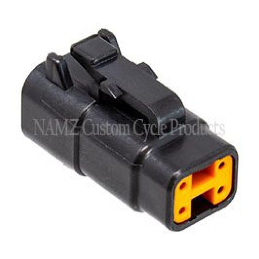 NAMZ MDP-4B Deutsch DTM 4-Position Plug w/4 Stamped Terminals & Wedgelock - Black (HD 74114-98BK)