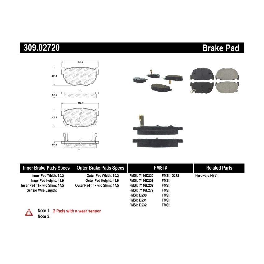 Stoptech 309.02720 Performance 89-98 240SX Rear Brake Pads
