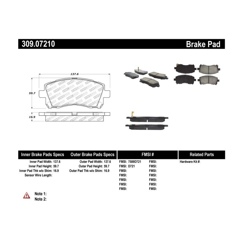 Stoptech 309.07210 Performance 02-03 WRX Front Brake Pads