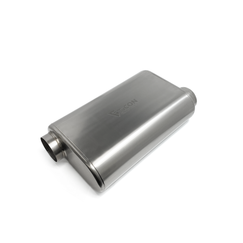 Ticon 116-07623-0230 Industries 17in Overall Length 3in Thin Oval Titanium Muffler - 3in Offset In/Offset Out