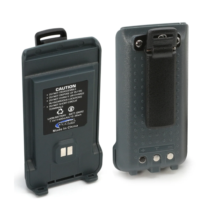 Rugged Radios BAT-GMR2 GMR2 Replacement Battery with 12v Charge Port and Belt Clip Grey