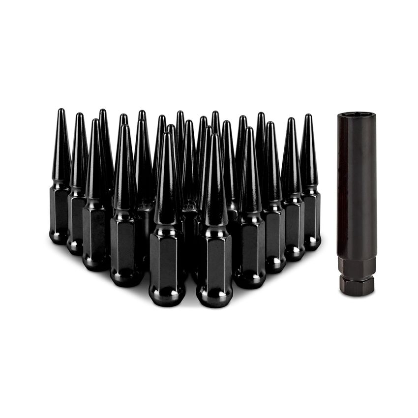 Mishimoto MMLG-SP1215-24BK Steel Spiked Lug Nuts M12 x 1.5 24pc Set Black