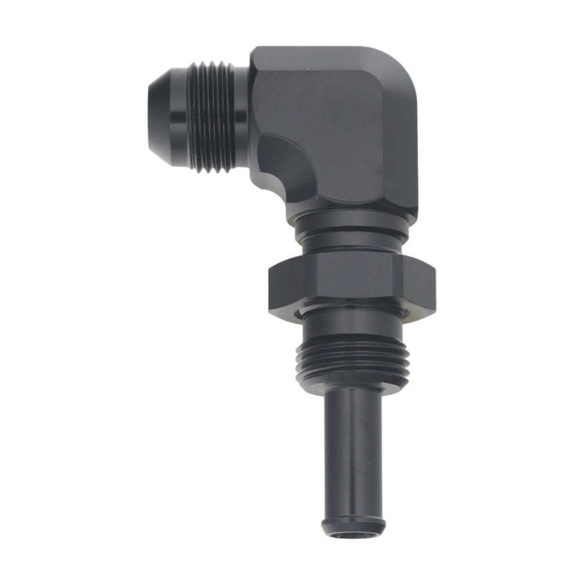 DeatschWerks 8AN Male Flare to Straight 3/8in Single Hose Barb - Anodized Matte Black