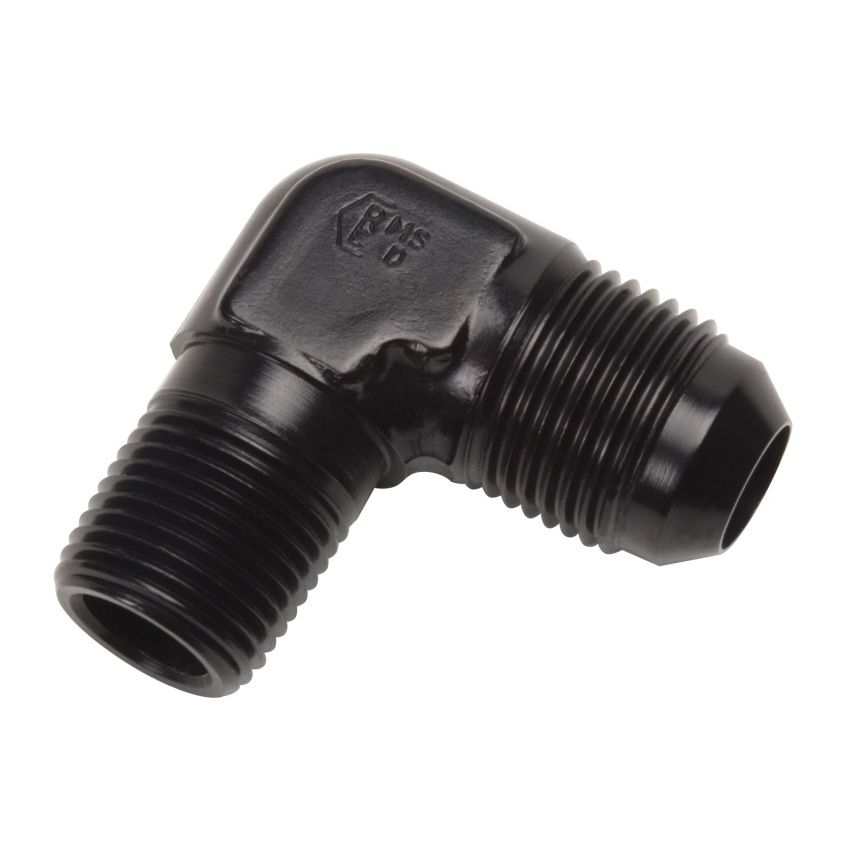 Russell Performance -4 AN to 1/8in NPT 90 Degree Flare to Pipe Adapter (Black)