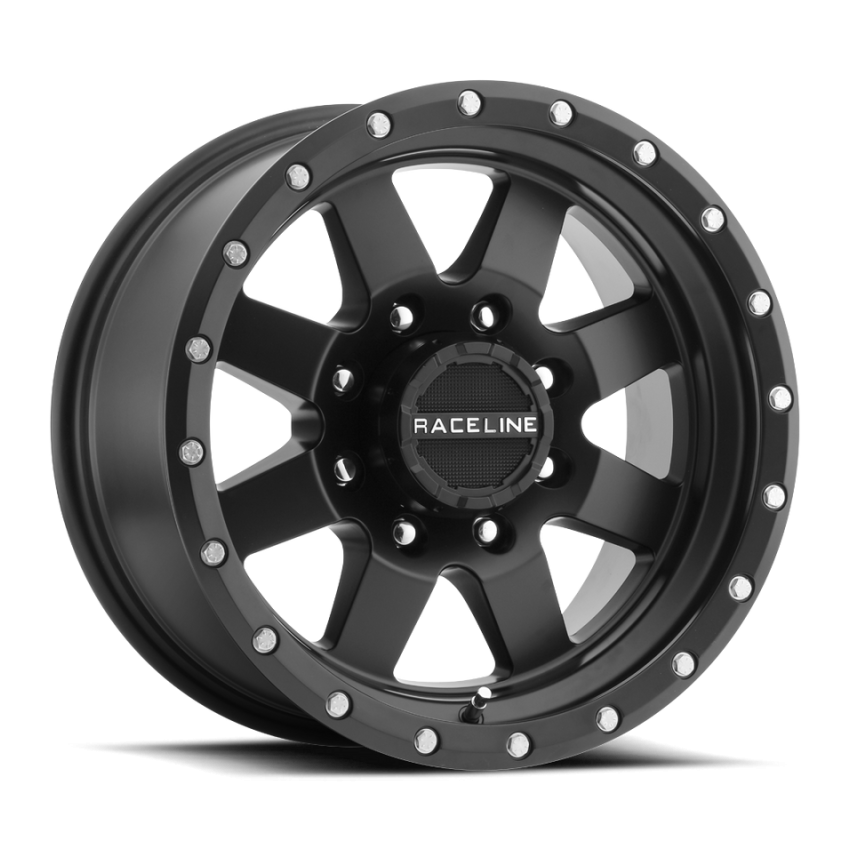 Raceline 935B Defender 15x8in / 6x139.7 BP / -24mm Offset / 107.95mm Bore - Satin Black Wheel