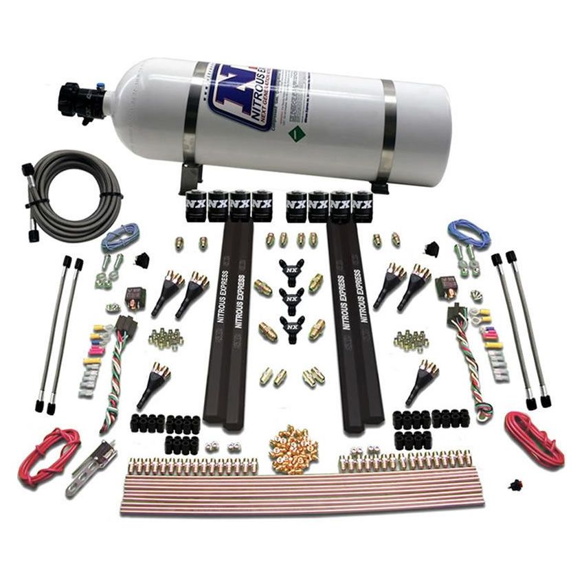 Nitrous Express 90096-15 6-CYL. SX2 DUAL STAGE NOZZLE SYSTEM W/ 15LB BOTTLE