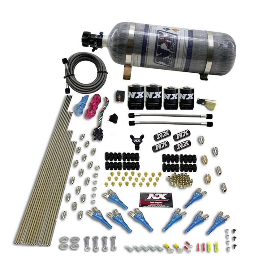 Nitrous Express 90506-12 8 CYL SHARK DIRECT PORT, 4 SOLENOIDS, WITH COMPOSITE BOTTLE (200-600HP JETTING)