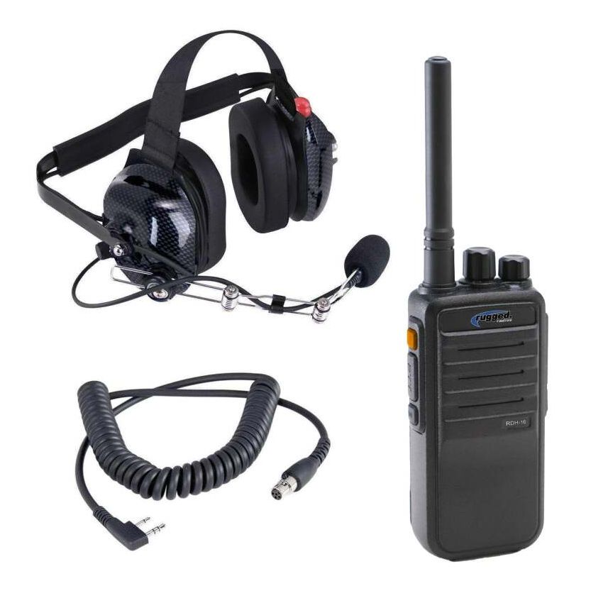 Rugged Radios CREW-R1 Crew Chief - H42 Spotter Headset and Rugged Handheld Radio Package - Blue