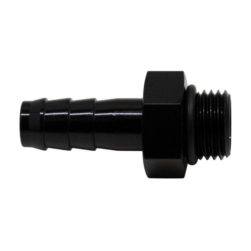 DeatschWerks 6-02-0501-B 6AN ORB Male to 3/8in Male Triple Barb Fitting (Incl O-Ring) - Anodized Matte Black