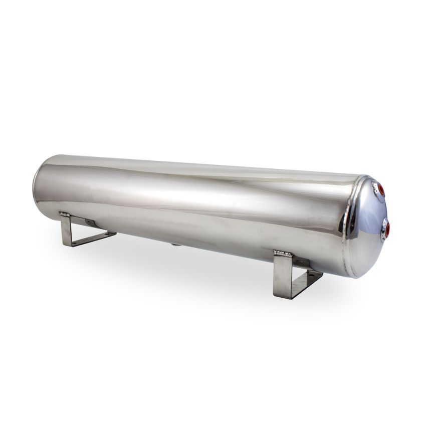 Air Lift 12955 4 Gal Alum Tank - (2) 1/4in (2) 3/8in End & 1/4in Drain - 30in L X 6in D - Polished