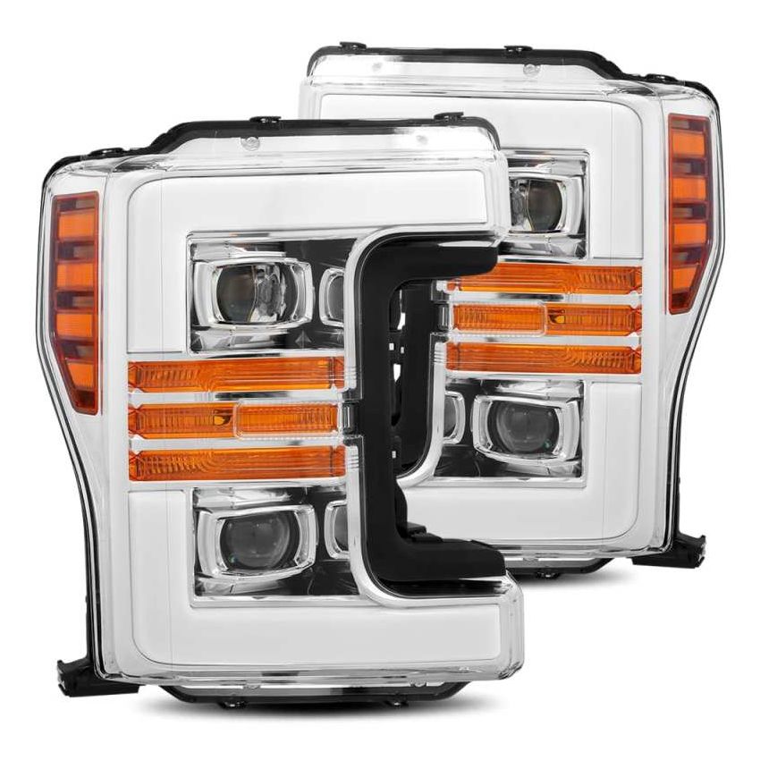 AlphaRex 17-19 Ford F-250 SD PRO-Series Proj Headlights Plank Style Chrome w/Activ Light/Seq Signal