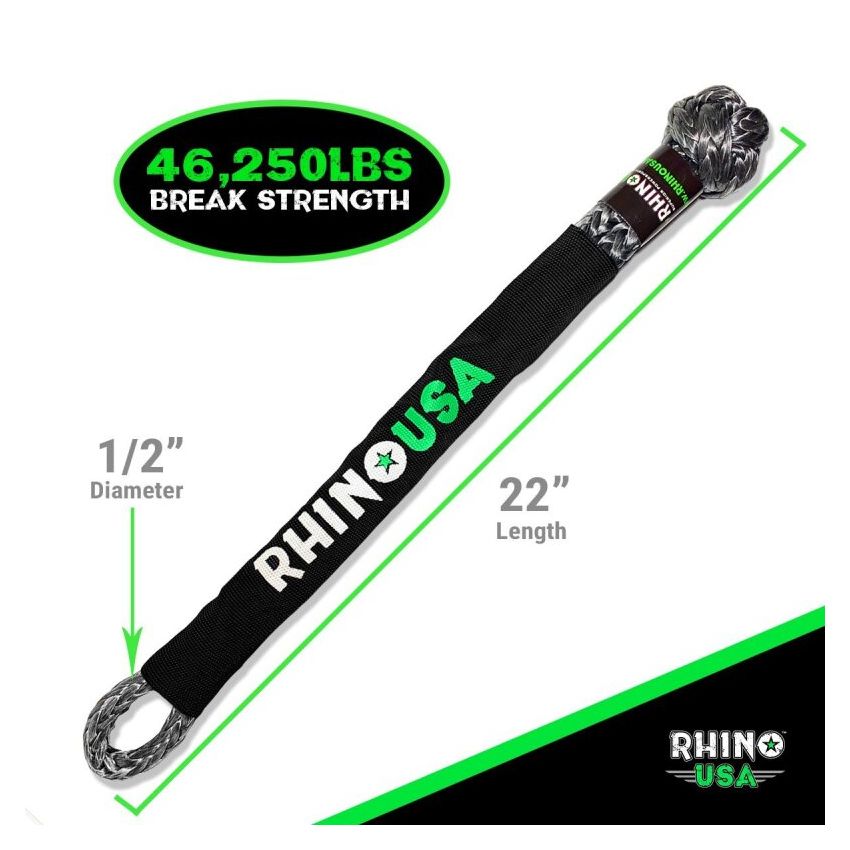 Rhino USA SFTSHACK-12-GRY-1 Synthetic Soft Shackle Gray