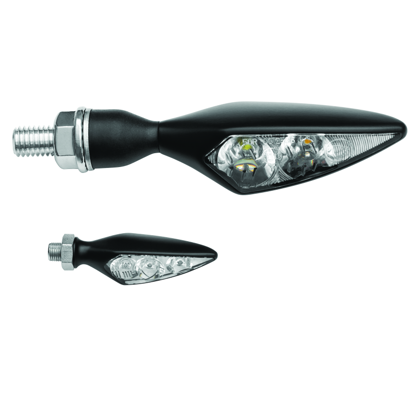 Kuryakyn 2850 Rhombus S Single Fuction Front Left Clear Lens Amber Satin Black