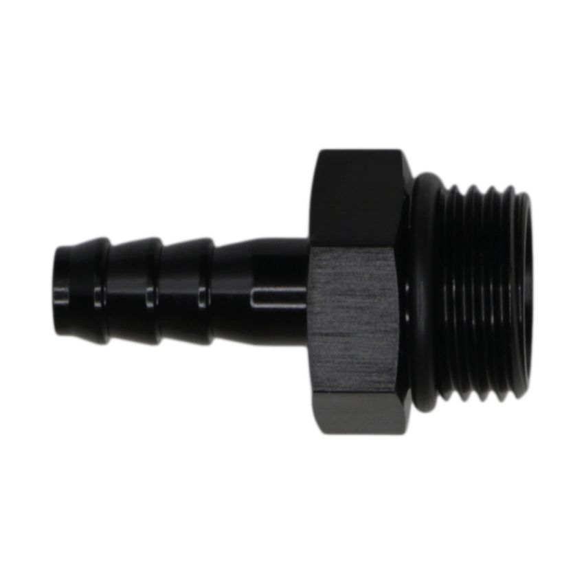 DeatschWerks 8AN ORB Male to 5/16in Male Triple Barb Fitting (Incl O-Ring) - Anodized Matte Black