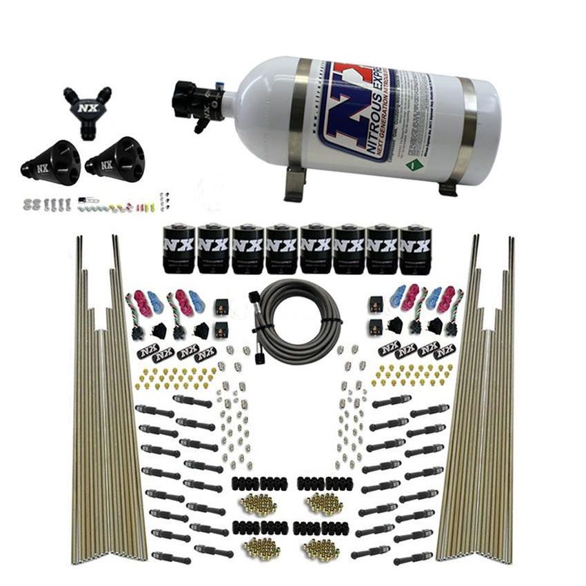 Nitrous Express 93306-10 8 CYL DRY DIRECT PORT, FOUR STAGE, 8 SOLENOIDS, WITH 10LB BOTTLE (200-600HP)