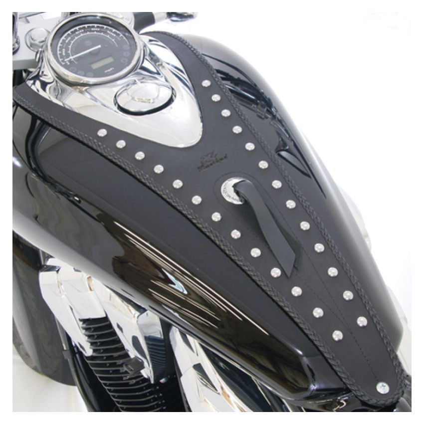 Mustang Motorcycle 93220 Mustang 10-14 Honda VT1300C Sabre, 10-16 VT1300C Stateline Cruiser Tank Bib w/Studs - Black
