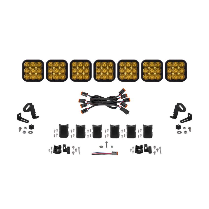 Diode Dynamics DD7259 SS5 Pro Universal CrossLink 7-Pod Lightbar - Yellow Driving