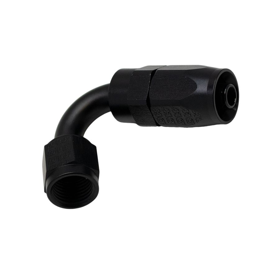 DeatschWerks 6 AN Female Flare Swivel 120-Degree Hose End CPE - Anodized Matte Black