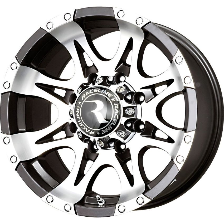 Raceline 982 Raptor 17x9in / 6x139.7 BP / 0mm Offset / 106.1mm Bore - Black & Machined Wheel