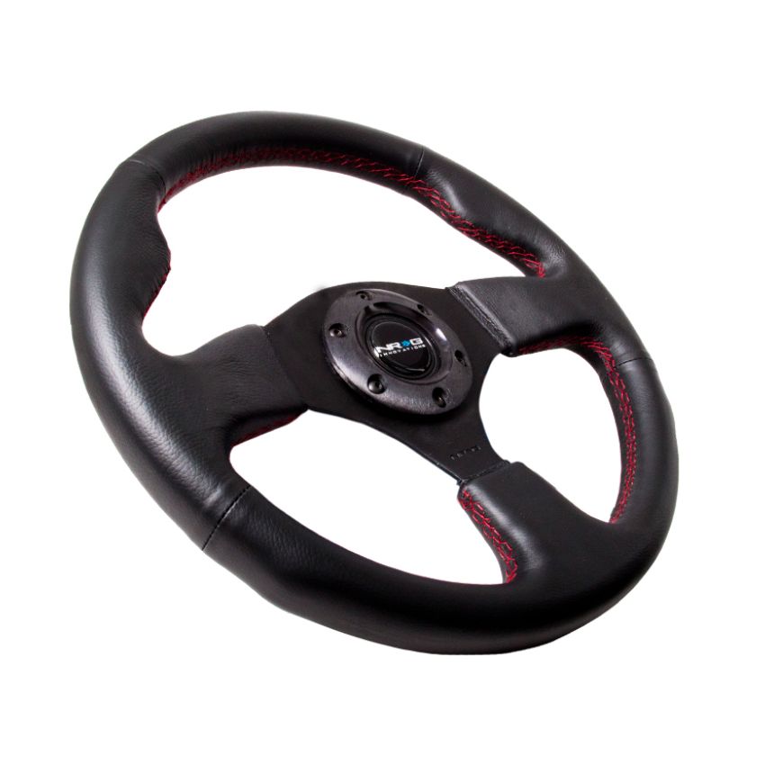 NRG Reinforced Steering Wheel (320mm) Leather w/Red Stitch