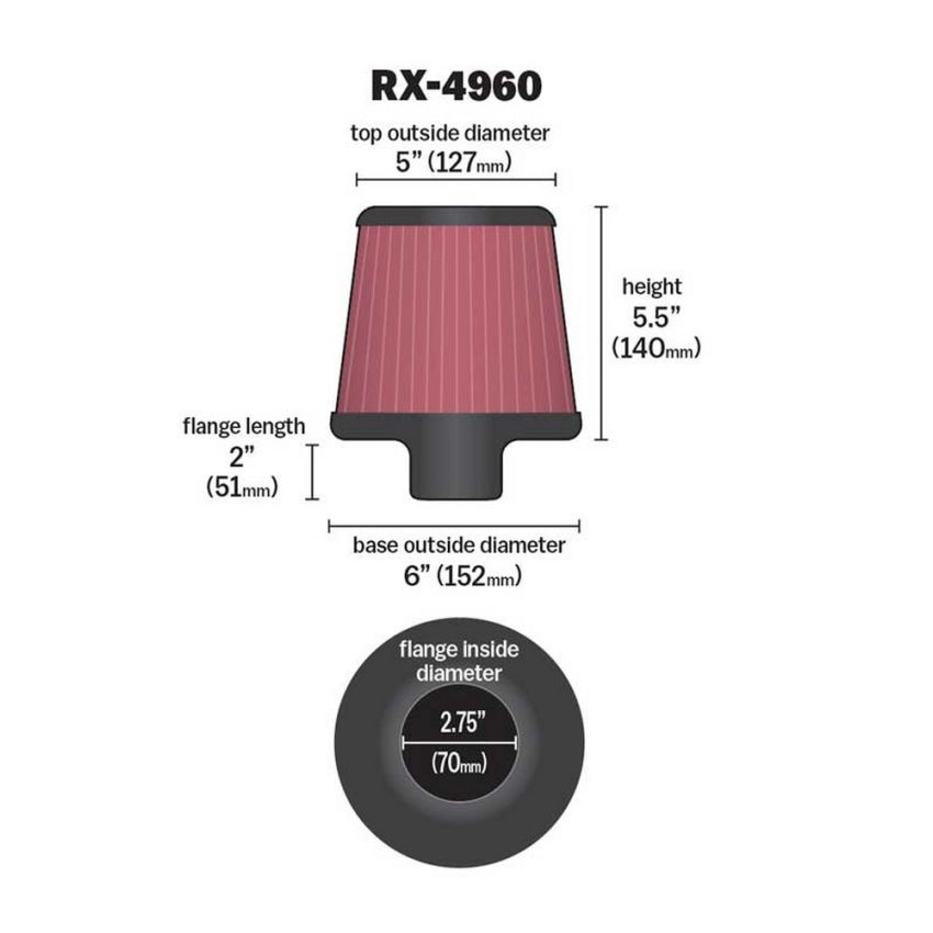 K&N RX-4960 Universal X-Stream Clamp-On Air Filter