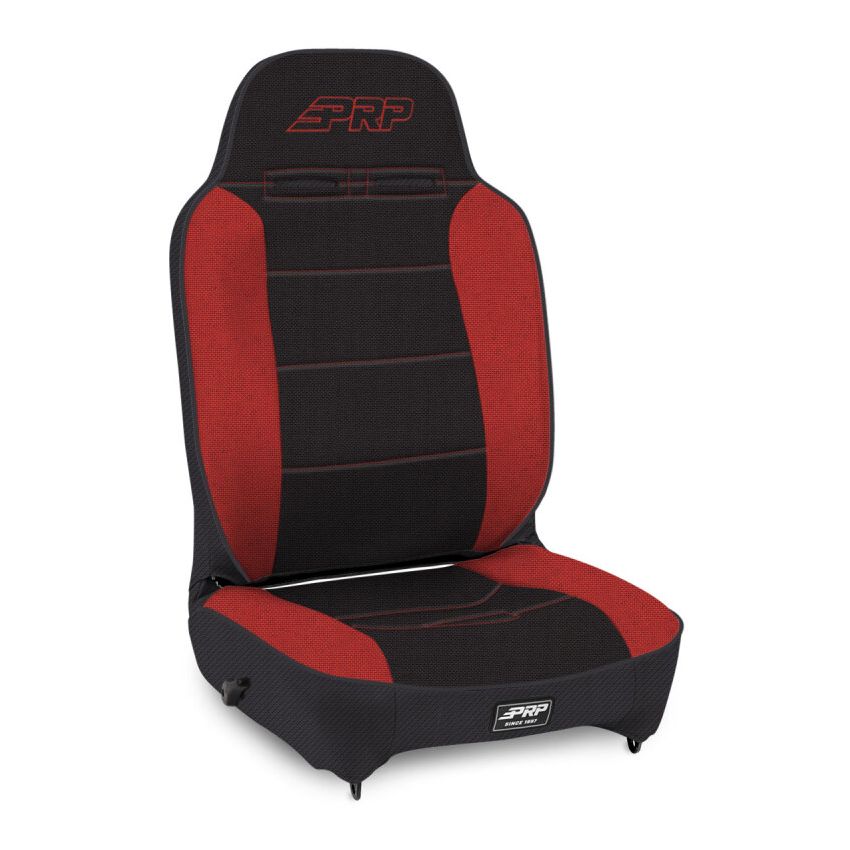 PRP Enduro High Back Reclining Suspension Seat (Driver Side) - Black/Red