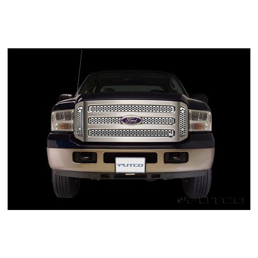 Putco 84155 05-07 Ford SuperDuty - Including Side Vents Punch Stainless Steel Grilles