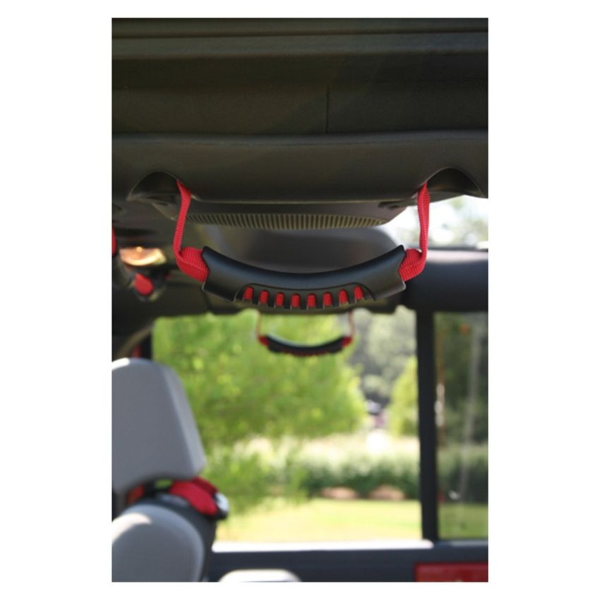 Rugged Ridge Rear Side Grab Handles Red 07-18 Jeep Wrangler Unlimited JK