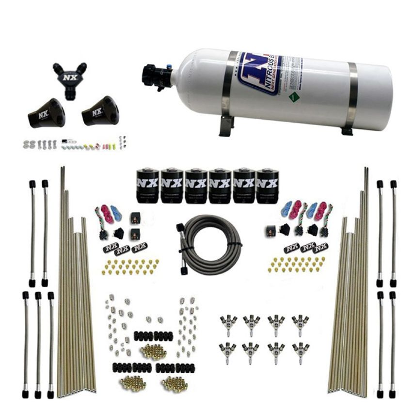 Nitrous Express 80020-15 8-CYL TRIPLE-D DRY DIRECT PORT, 3 STAGE DRY, 6 SOLENOIDS W/ 15LB BOTTLE