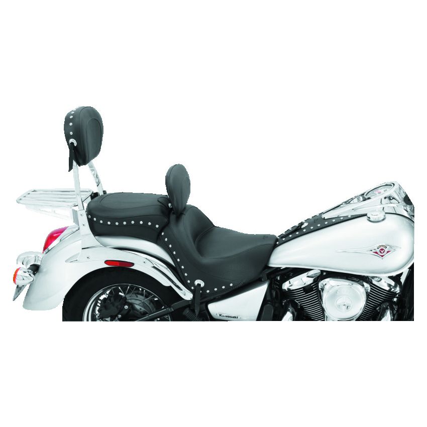 Mustang Motorcycle 79416 Mustang 06-21 Kawasaki Vulcan 900 Classic, Custom Touring 1PC Seat w/Driver Backrest Studs - Black