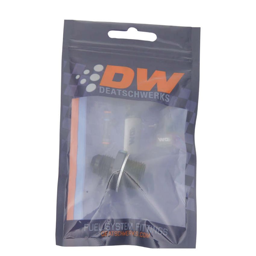 DeatschWerks 6AN Male Flare to M18 X 1.5 Male Metric Adapter (Incl Washer) - Anodized Matte Black