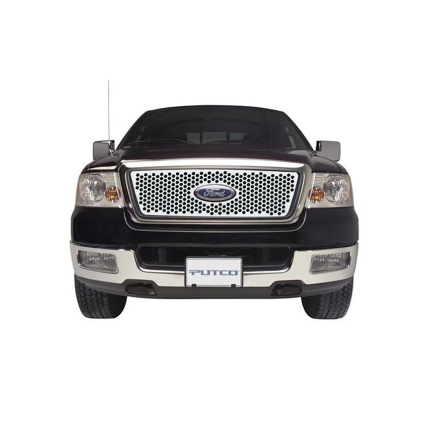 Putco 84142 04-08 Ford F-150 (Honeycomb Grille) w/ Logo CutOut Punch Stainless Steel Grilles