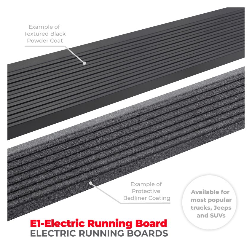 Go Rhino 20436680PC 19-24 Ram 1500 Quad Cab 4dr E1 Electric Running Board Kit (No Drill) - Tex. Blk