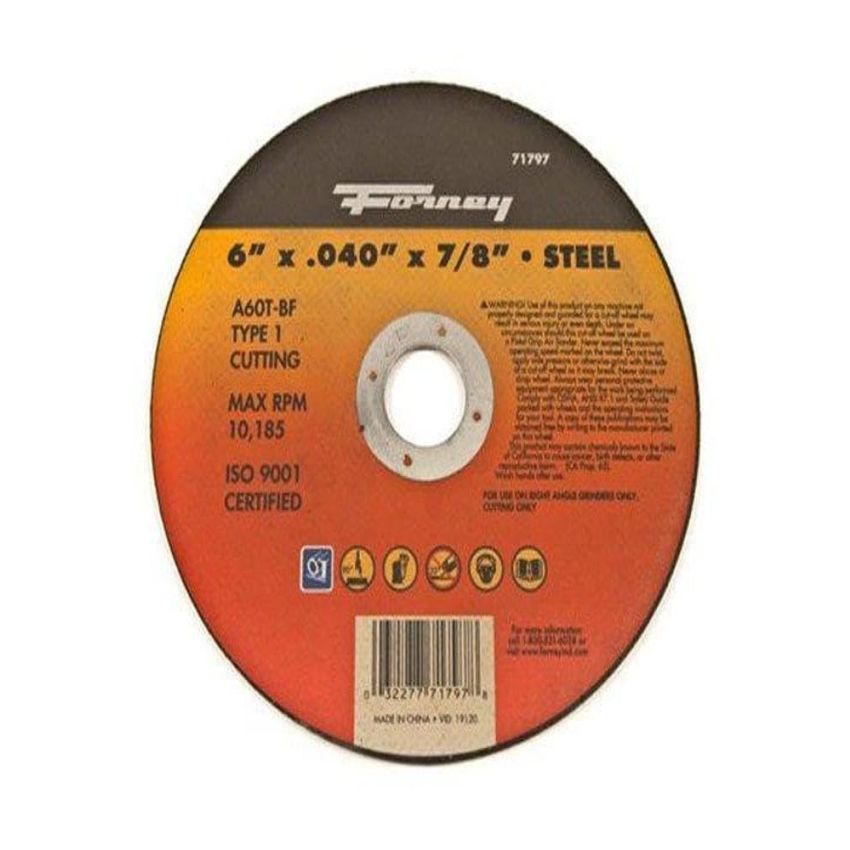 Forney 71797 Cut-Off Wheel with 7/8-Inch Arbor, Metal Type 1, A60T-BF, 6-Inch-by-0.040-Inch