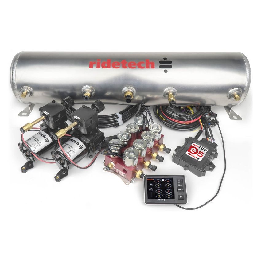 Ridetech 30534700 RidePro E5 Air Ride Control System 5 Gal Dual Compressor High Flow Big Red 3/8in Valves