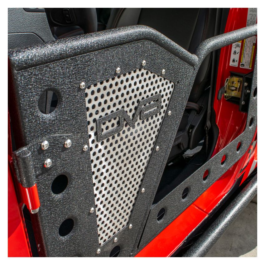 DV8 Offroad RDJL-01F Jeep 18+ Wrangler JL / 20+ Gladiator JT Front Rock Doors w/ Perforated Aluminum Mesh