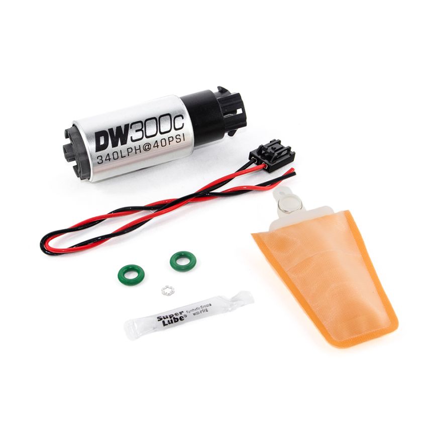 DeatschWerks 340lph DW300C Compact Fuel Pump w/ 04+ Lotus Elise/Exige Set Up Kit (w/ Mounting Clips)