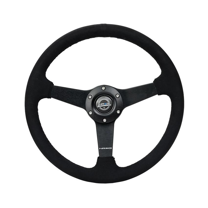 NRG RST-037MB-SA Sport Steering Wheel (350mm/ 1.5in. Deep) Matte Black Spoke/ Black Alcantara w/ Black Stitching