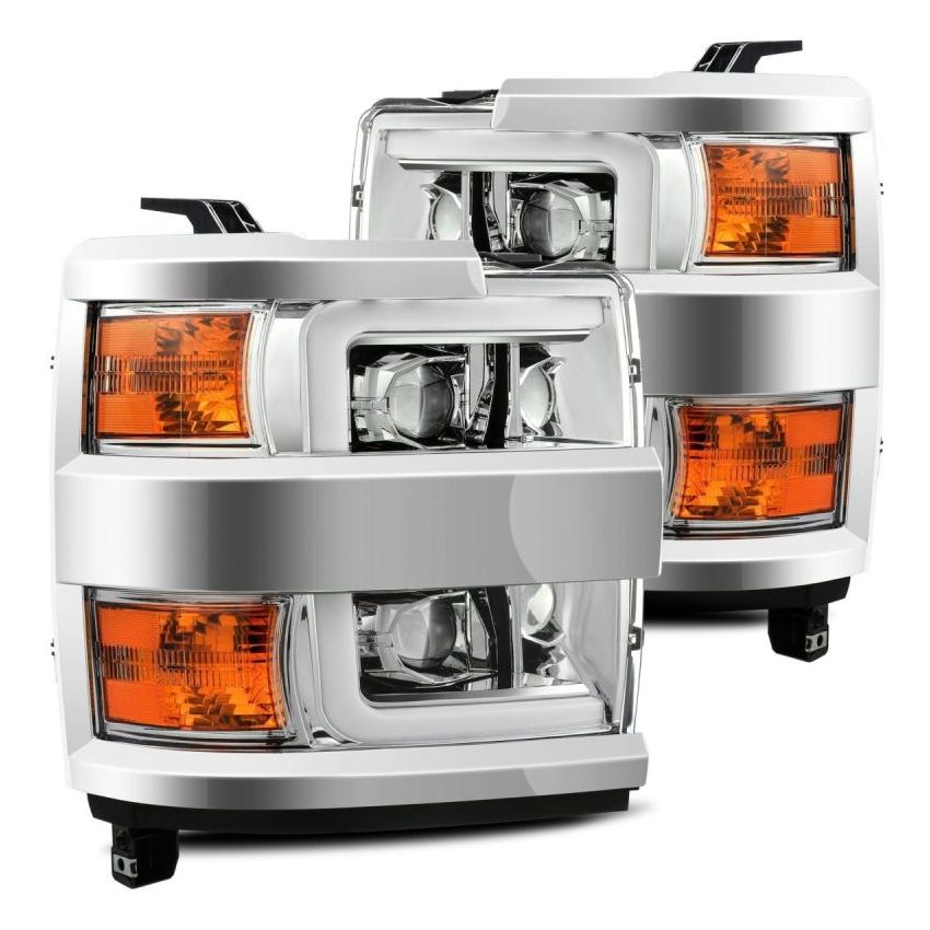 AlphaRex 15-19 Chevy Silverado 2500HD PRO-Series Headlight Plank Chrome w/Activ Light/Seq Signal/DRL
