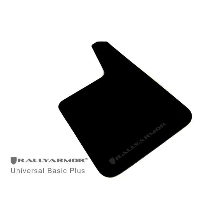 Rally Armor Longer Universal fitment (no hardware) Basic Plus Black Mud Flap w/ Black Logo