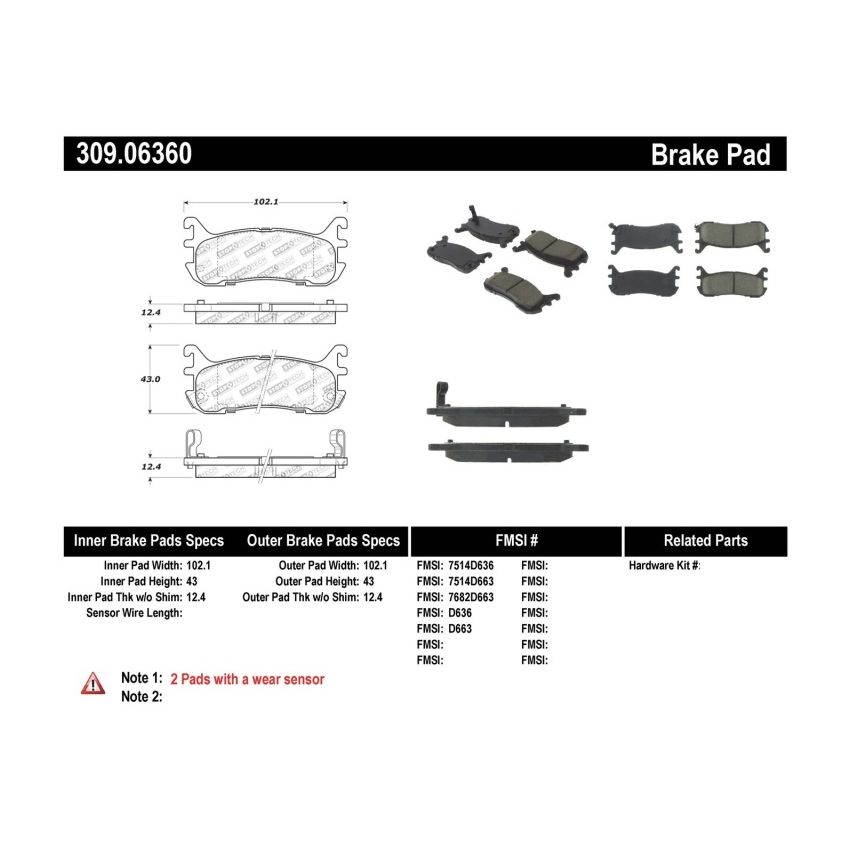 StopTech Performance 94-97/99-05 Miata w/ Normal Suspension Rear Brake Pads D636