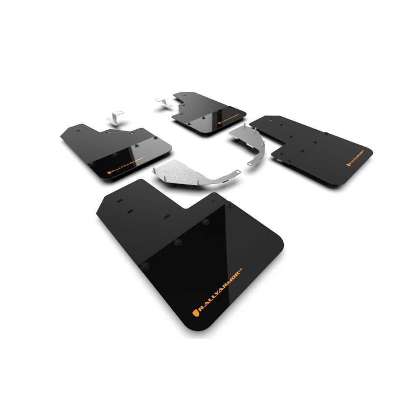 Rally Armor MF85-NO-ST-COR Black Mud Flap/Cy Orange Logo