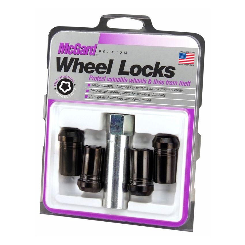 McGard Wheel Lock Nut Set - 4pk. (Tuner / Cone Seat) M14X1.5 / 1in. Hex / 1.935in. Length - Black
